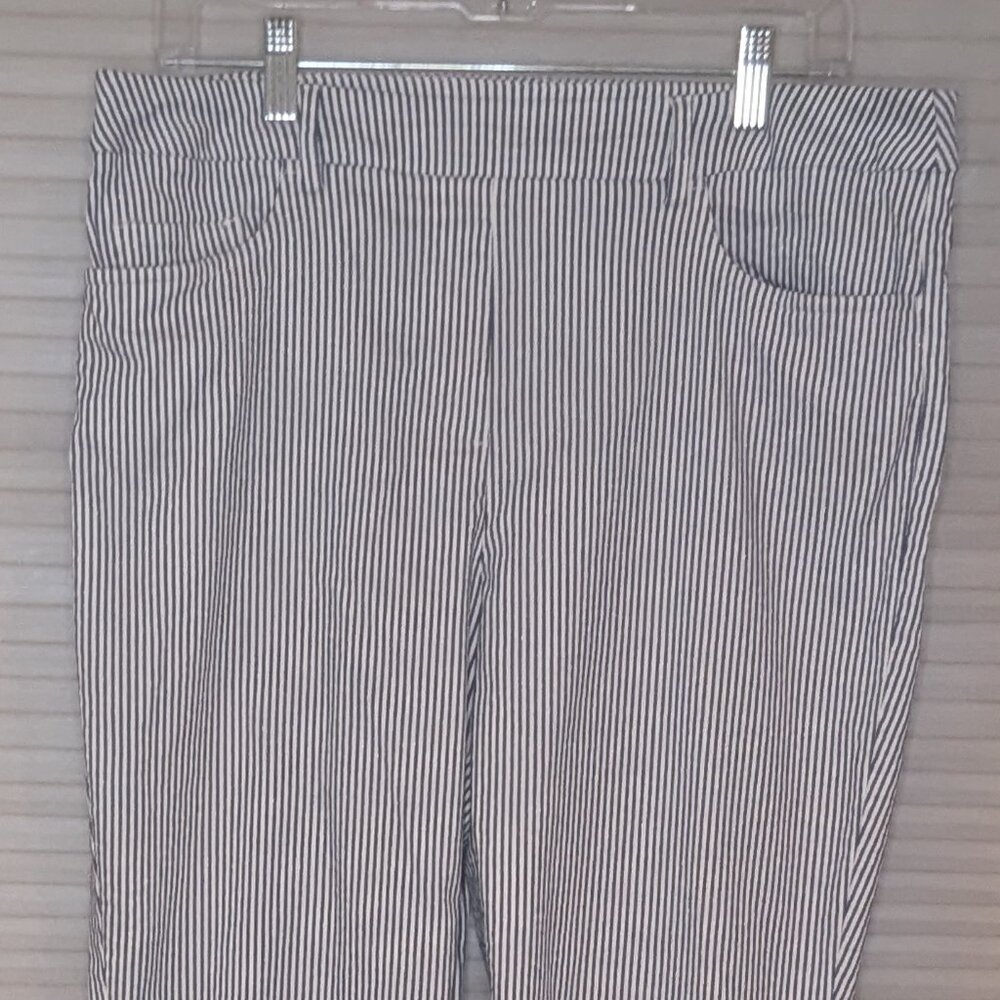 Tribal Pull On Ankle Pants - Blue & White Striped - Size 14